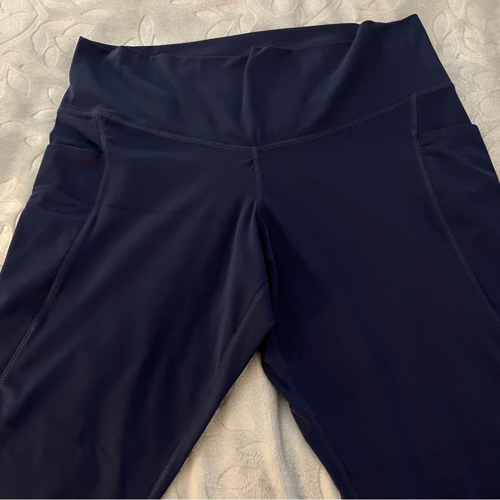 Blue Leggings with Structured Design